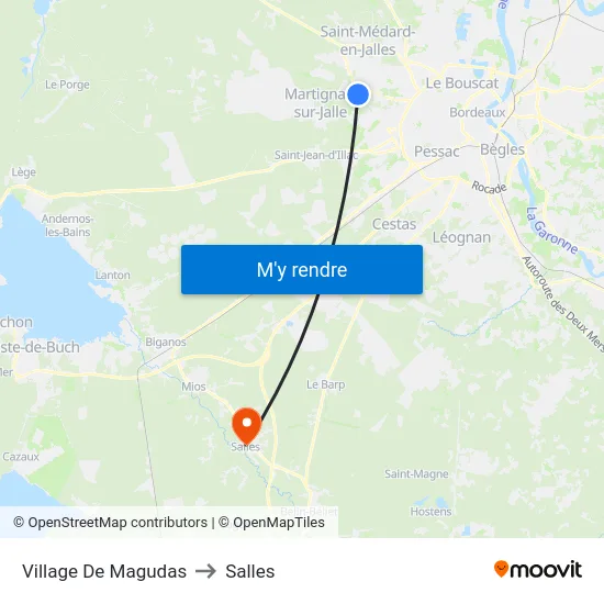 Village De Magudas to Salles map