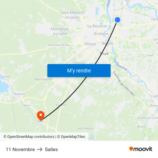 11 Novembre to Salles map
