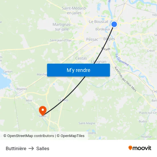 Buttinière to Salles map