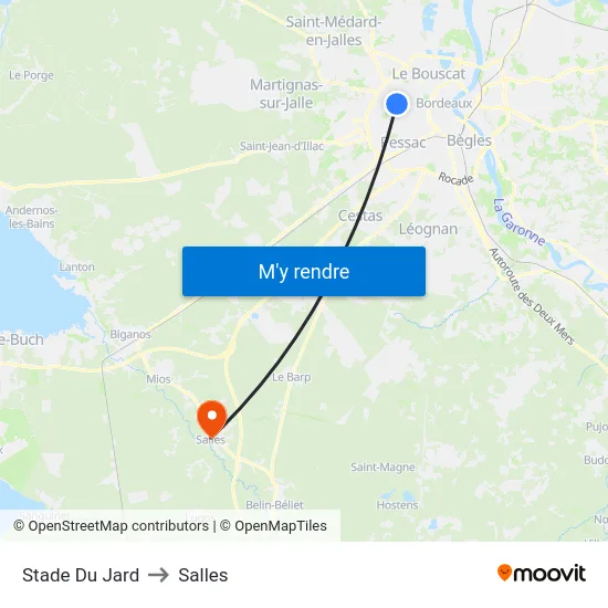 Stade Du Jard to Salles map