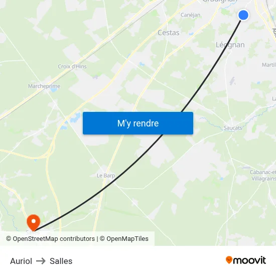 Auriol to Salles map