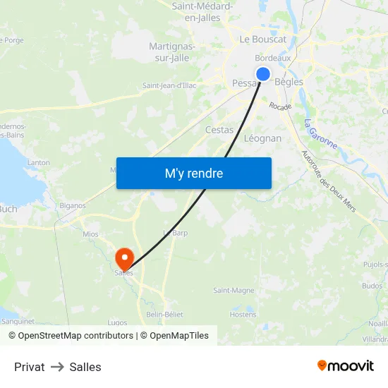 Privat to Salles map