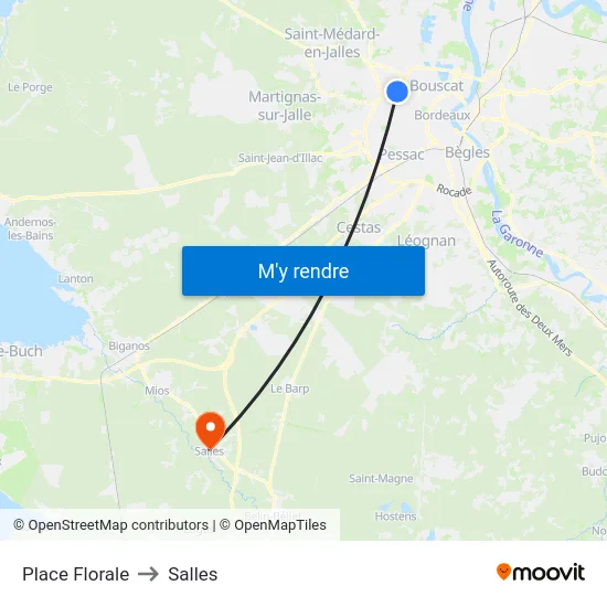 Place Florale to Salles map