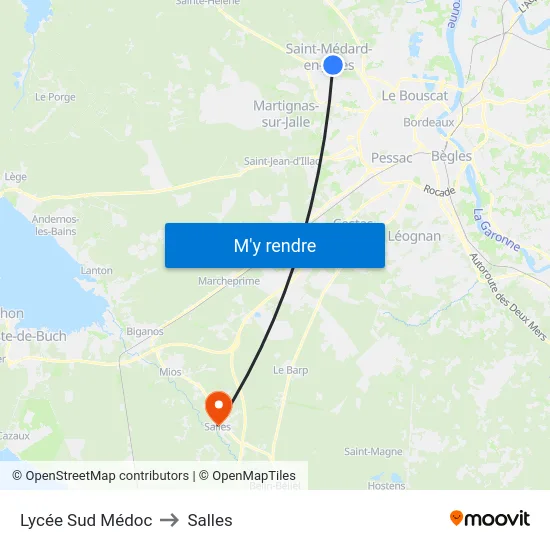 Lycée Sud Médoc to Salles map
