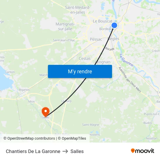 Chantiers De La Garonne to Salles map