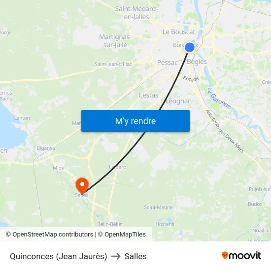 Quinconces (Jean Jaurès) to Salles map