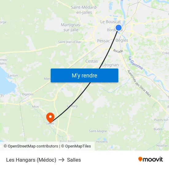 Les Hangars (Médoc) to Salles map