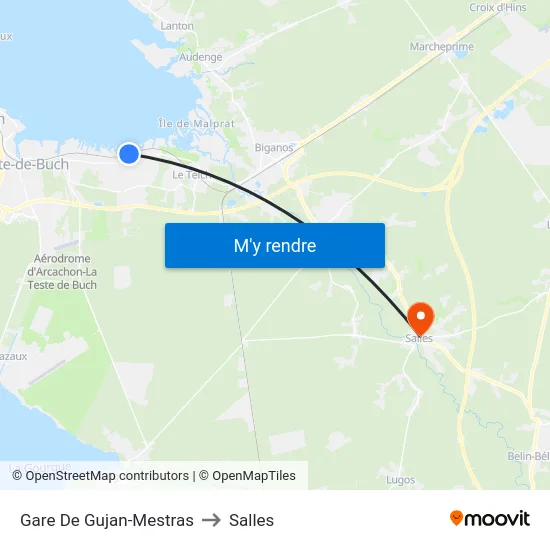Gare De Gujan-Mestras to Salles map