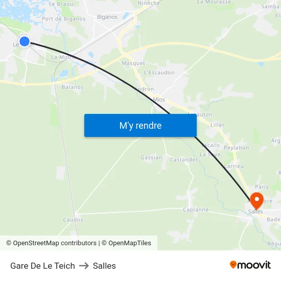Gare De Le Teich to Salles map