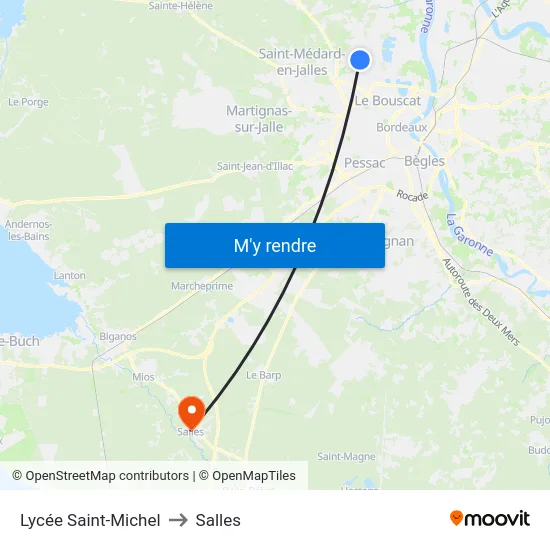 Lycée Saint-Michel to Salles map