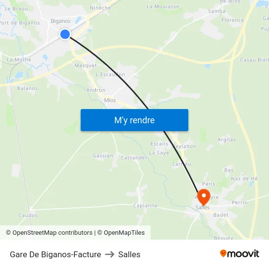 Gare De Biganos-Facture to Salles map