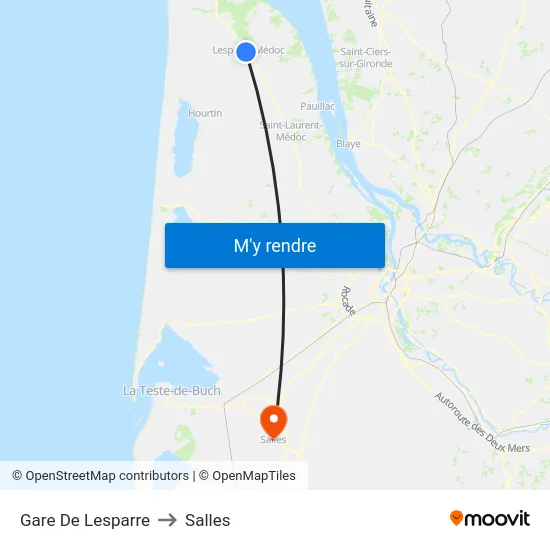 Gare De Lesparre to Salles map