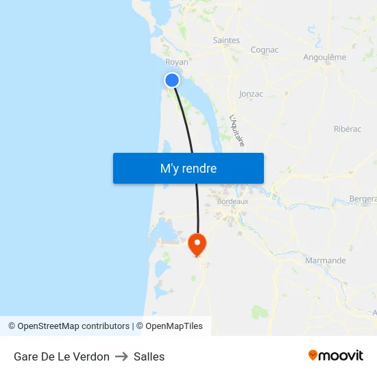 Gare De Le Verdon to Salles map