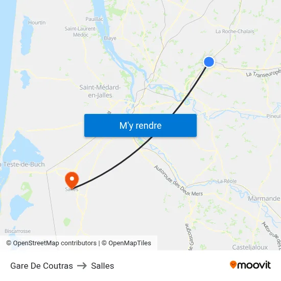 Gare De Coutras to Salles map