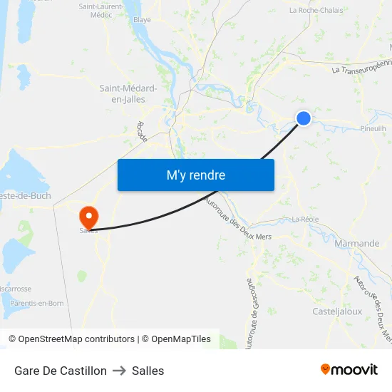 Gare De Castillon to Salles map