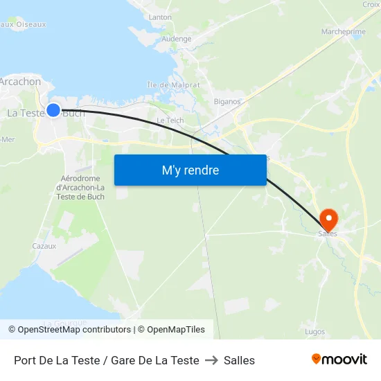Port De La Teste / Gare De La Teste to Salles map