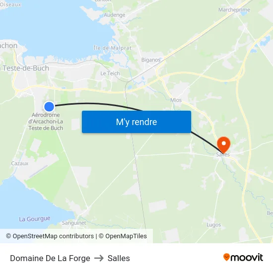Domaine De La Forge to Salles map