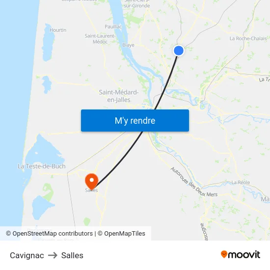 Cavignac to Salles map