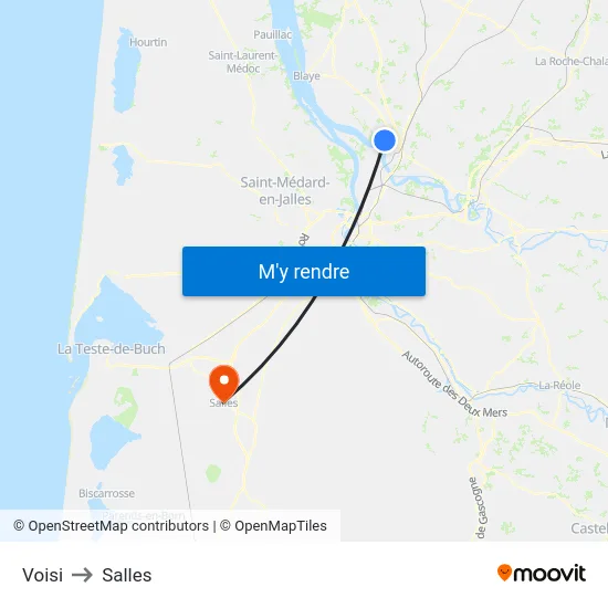 Voisi to Salles map
