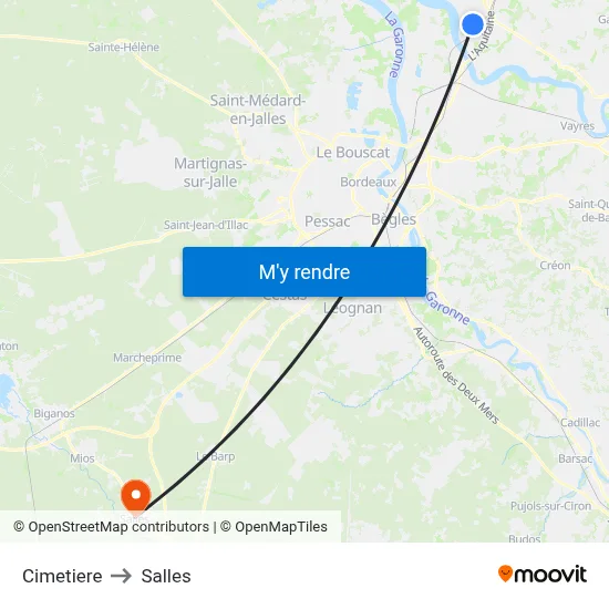 Cimetiere to Salles map