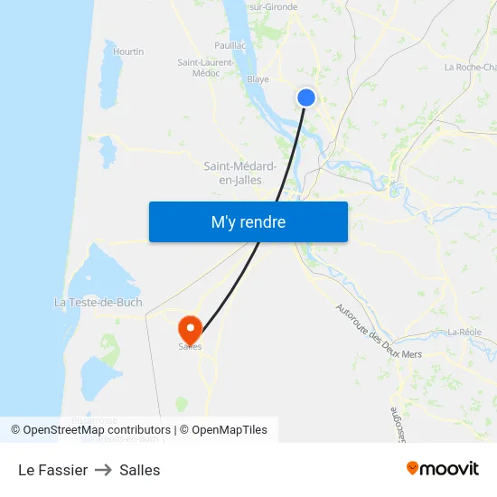 Le Fassier to Salles map