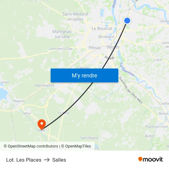 Lot. Les Places to Salles map