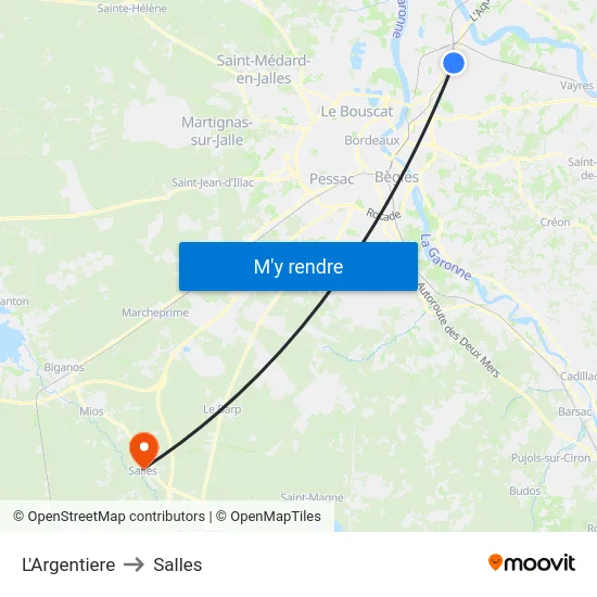 L'Argentiere to Salles map