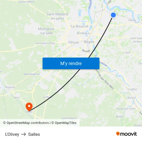 L'Olivey to Salles map