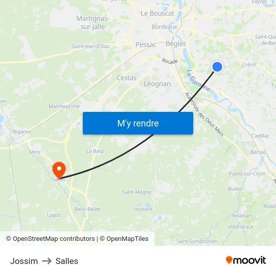 Jossim to Salles map