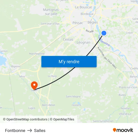 Fontbonne to Salles map