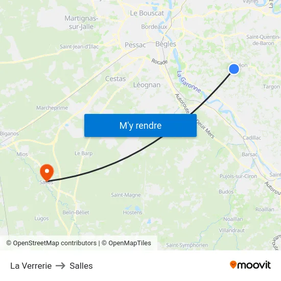 La Verrerie to Salles map