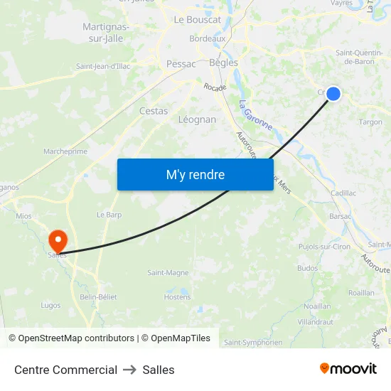 Centre Commercial to Salles map