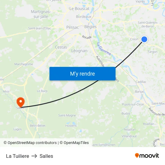 La Tuiliere to Salles map