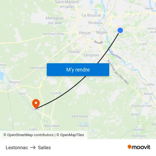 Lestonnac to Salles map