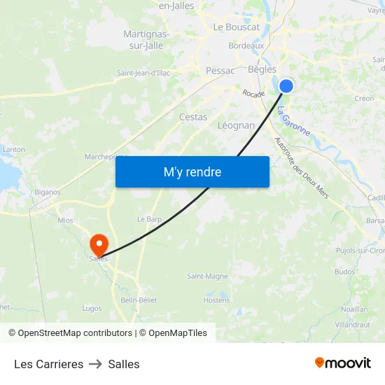 Les Carrieres to Salles map