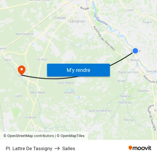 Pl. Lattre De Tassigny to Salles map