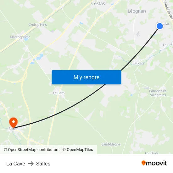 La Cave to Salles map