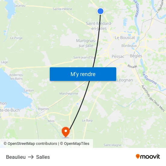 Beaulieu to Salles map