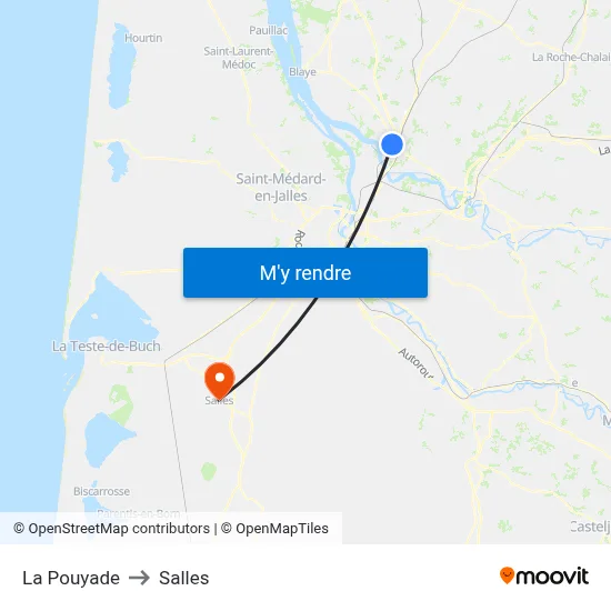 La Pouyade to Salles map