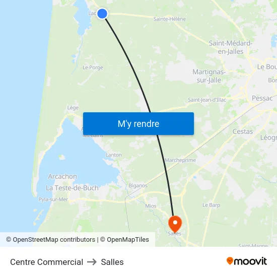 Centre Commercial to Salles map