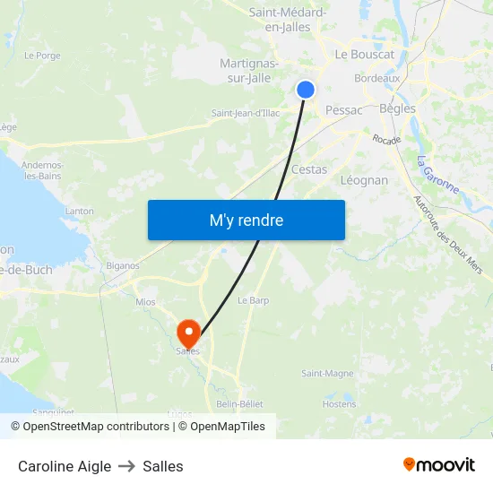 Caroline Aigle to Salles map