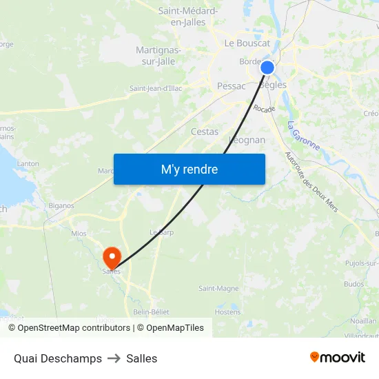 Quai Deschamps to Salles map
