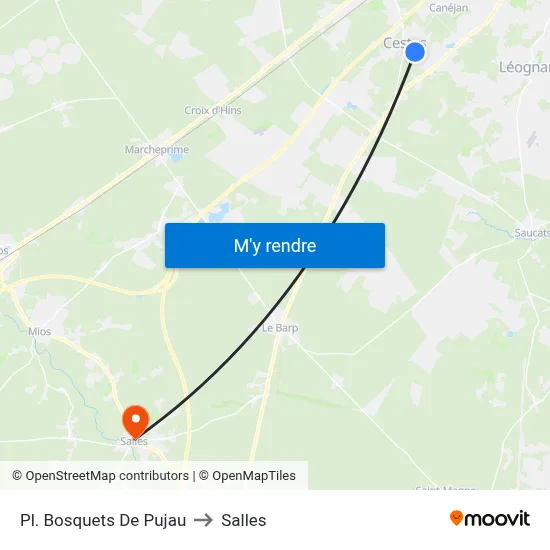 Pl. Bosquets De Pujau to Salles map