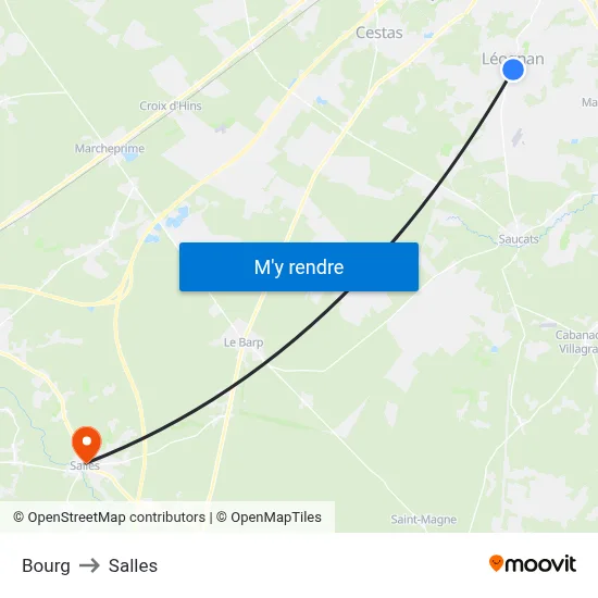 Bourg to Salles map
