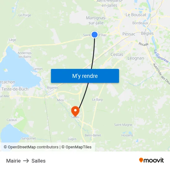 Mairie to Salles map