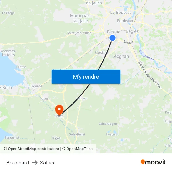Bougnard to Salles map