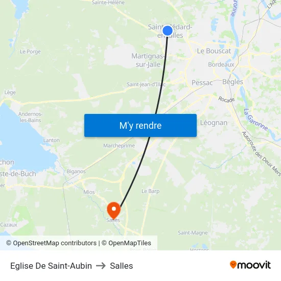 Eglise De Saint-Aubin to Salles map