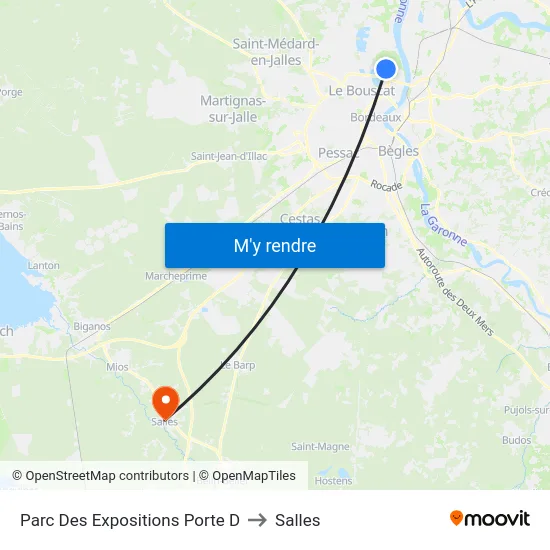 Parc Des Expositions Porte D to Salles map