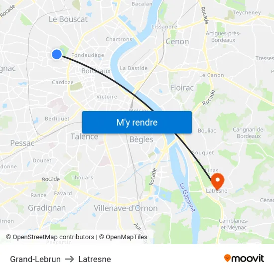 Grand-Lebrun to Latresne map