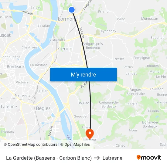La Gardette (Bassens - Carbon Blanc) to Latresne map